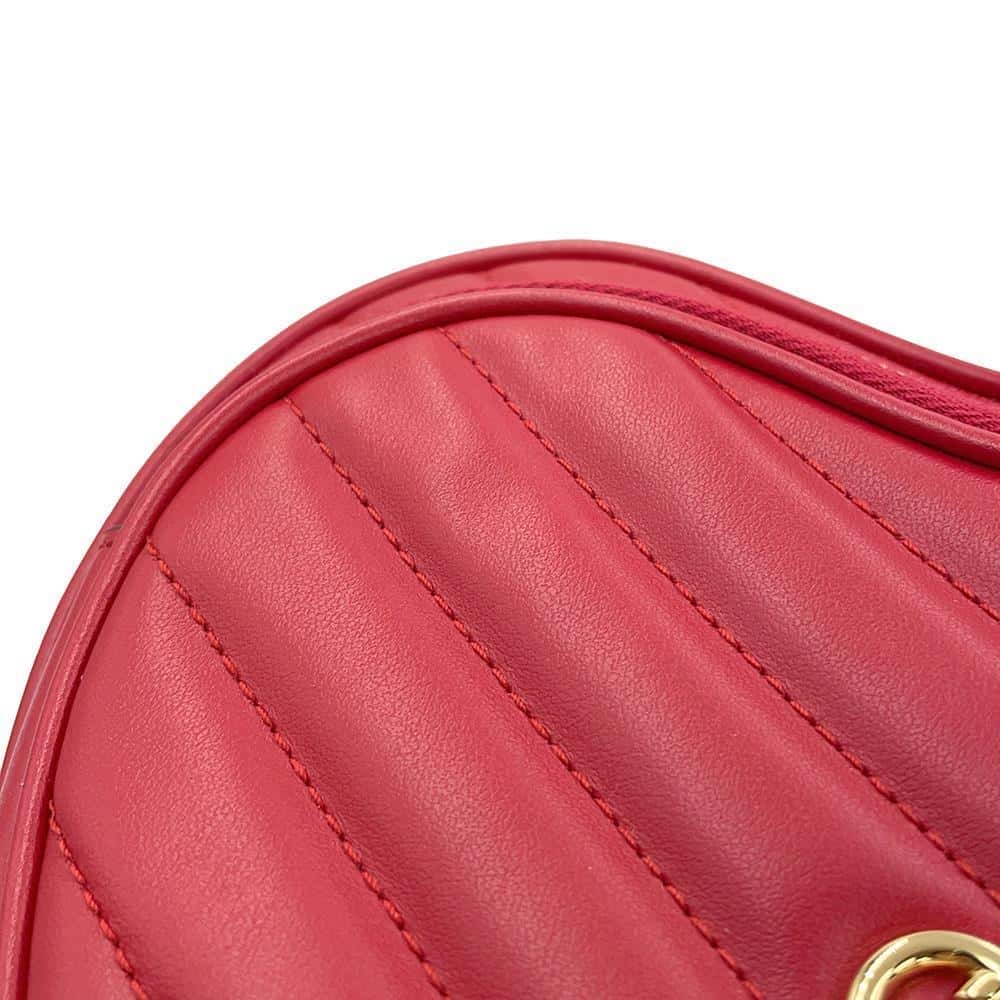 GUCCI Interlocking G Heart Shape Shoulder Bag Red751628 Leather