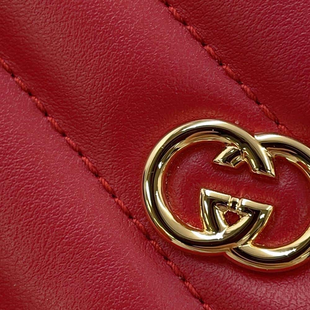 GUCCI Interlocking G Heart Shape Shoulder Bag Red751628 Leather