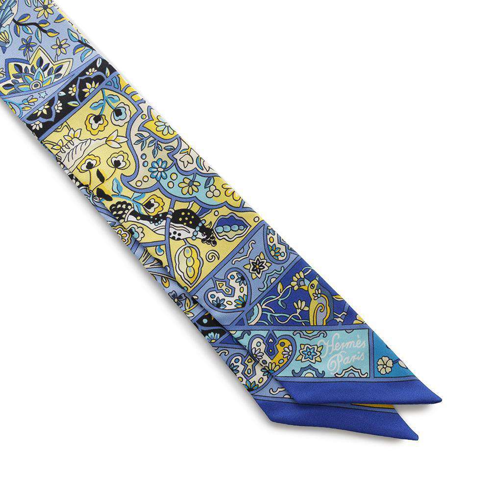 HERMES Twilly In the land of blooming birds Blue/Multicolor Silk100%