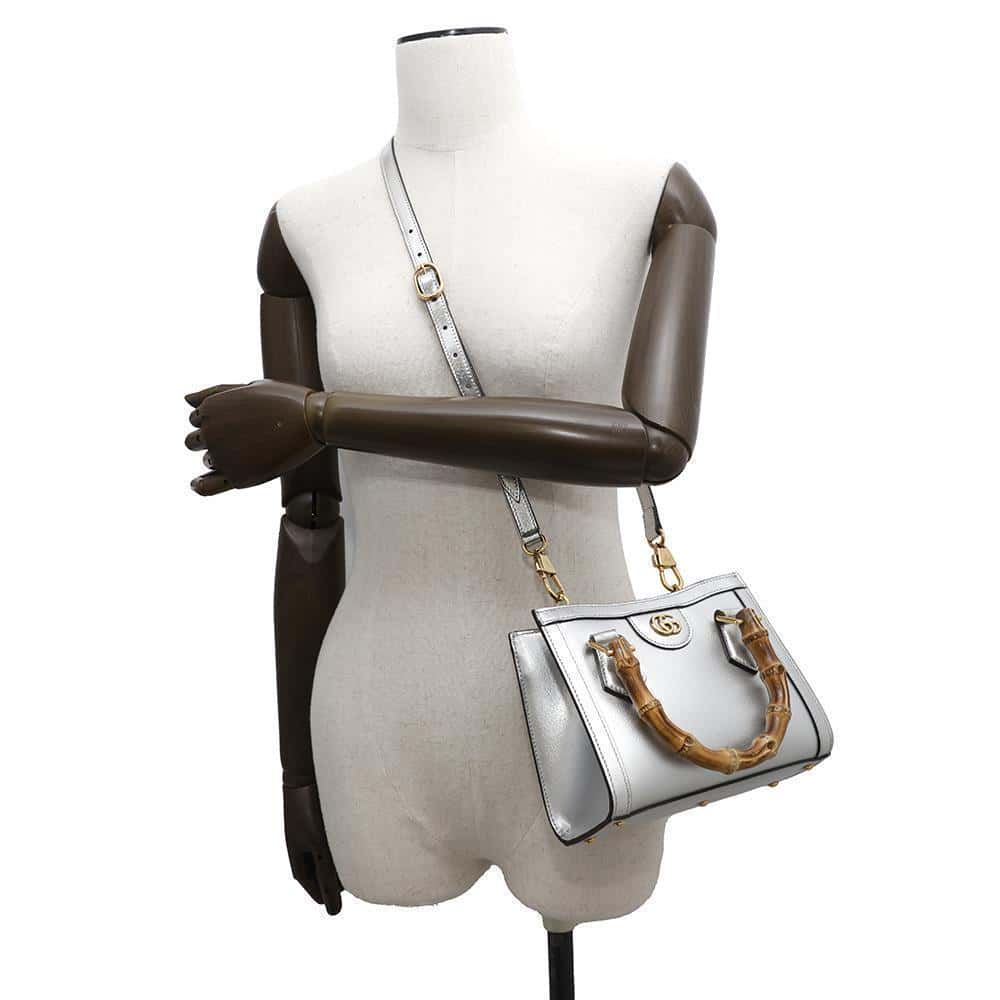 GUCCI Bamboo Diana Shoulder Silver702732 Leather Size Mini