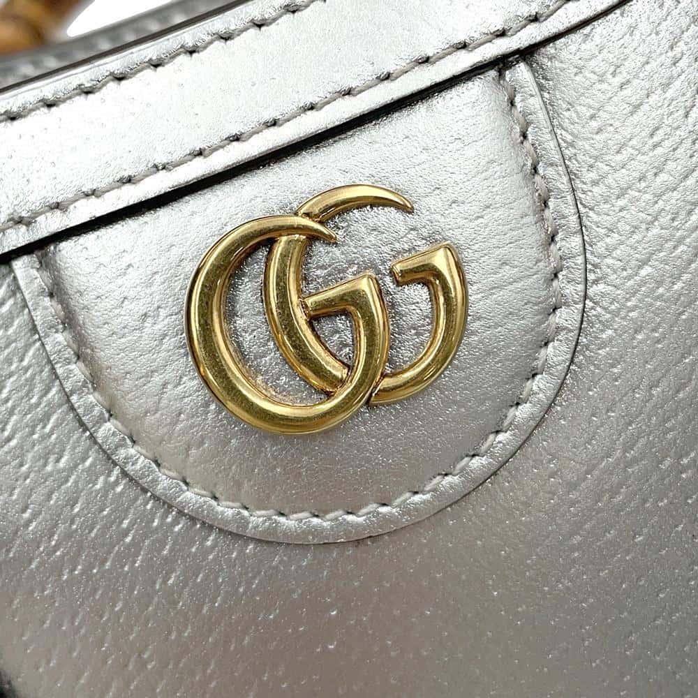 GUCCI Bamboo Diana Shoulder Silver702732 Leather Size Mini