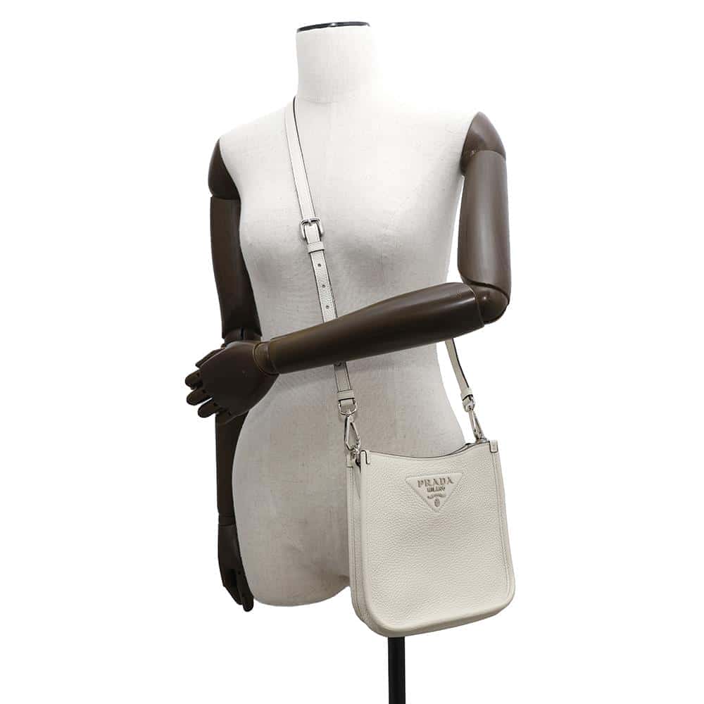 PRADA Shoulder Bag White1BH191 Leather