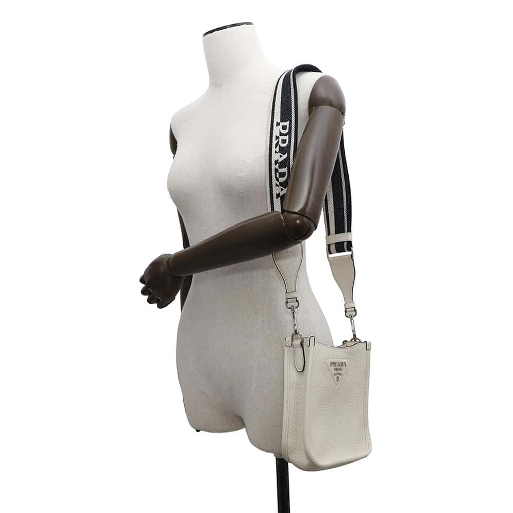 PRADA Shoulder Bag White1BH191 Leather