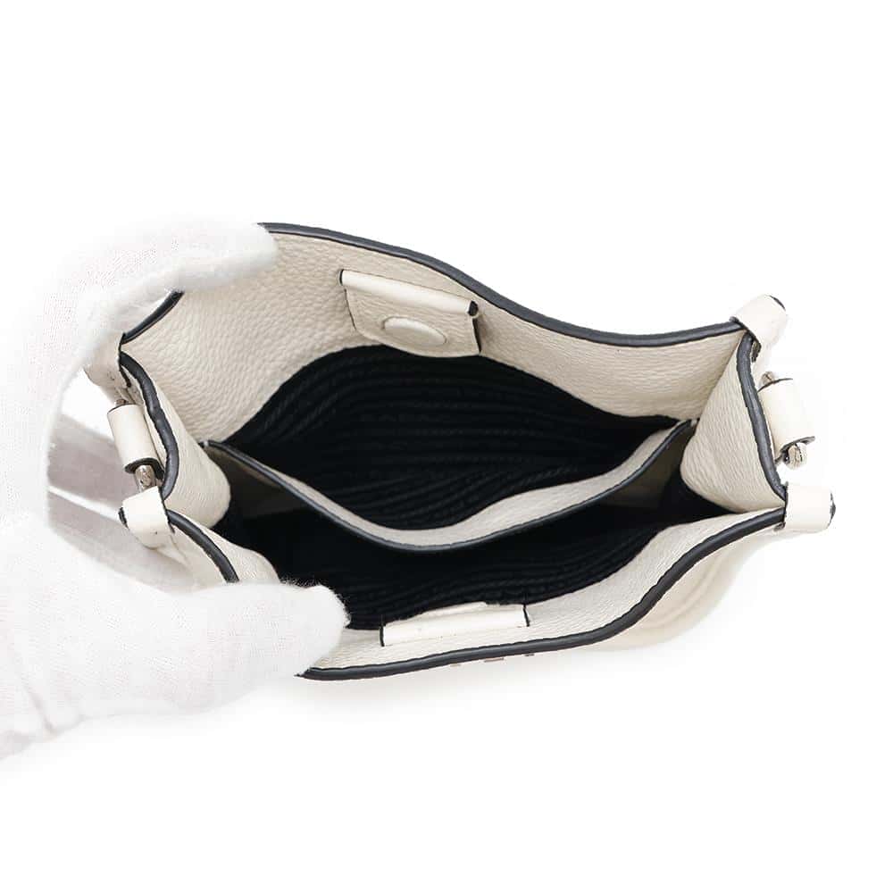 PRADA Shoulder Bag White1BH191 Leather