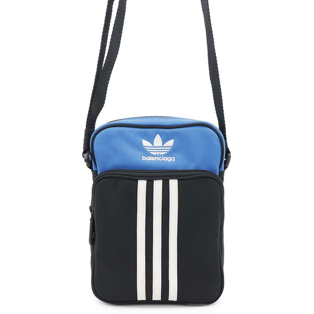 BALENCIAGA Adidas collaboration Shoulder Black/Blue725437 Nylon Canvas