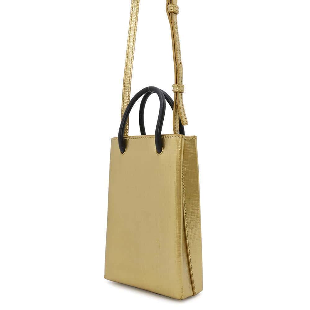 BALENCIAGA Shopping phone holder Gold593826 Leather