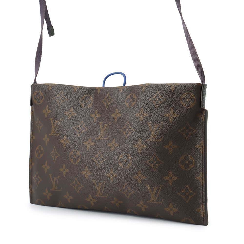 LOUIS VUITTON Split Sacoche Blue/BrownM43854 Monogram Pacific