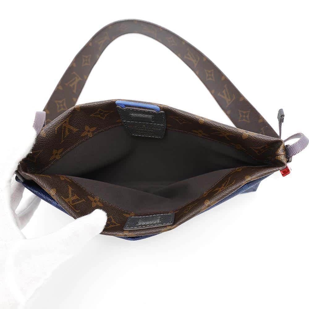 LOUIS VUITTON Split Sacoche Blue/BrownM43854 Monogram Pacific