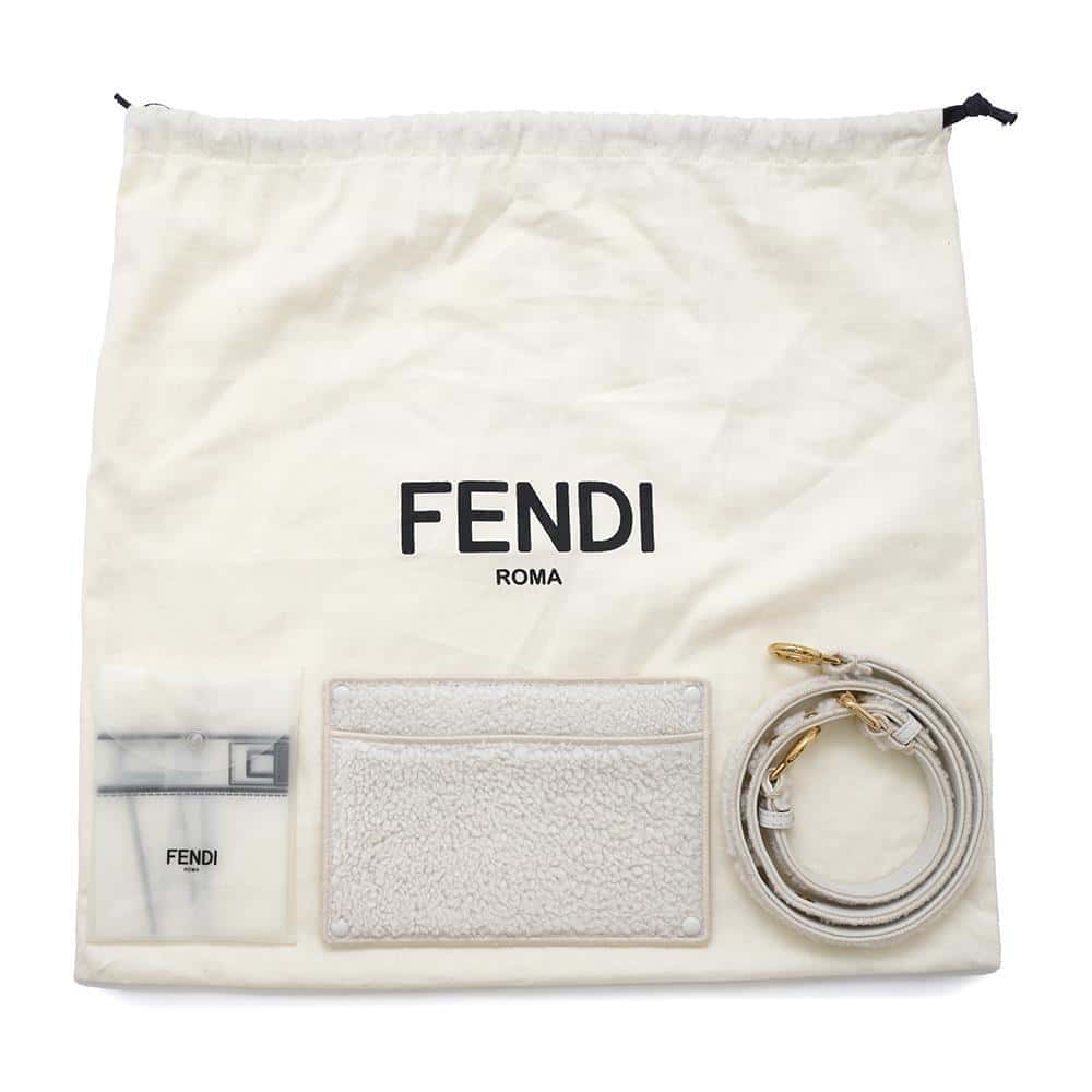 FENDI Peekaboo Icy You White8BN321 Mouton Size Medium
