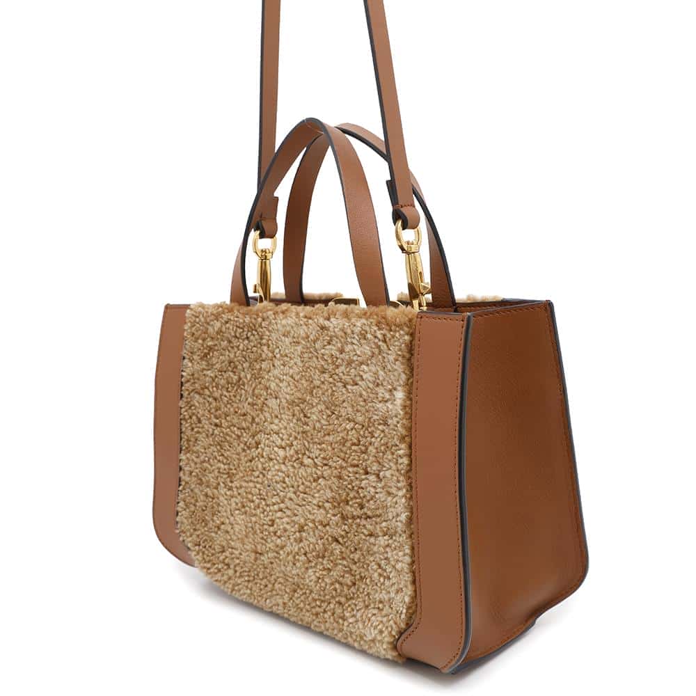 Valentino Garavani V-sling 2WAY Shoulder Brown Mouton Leather