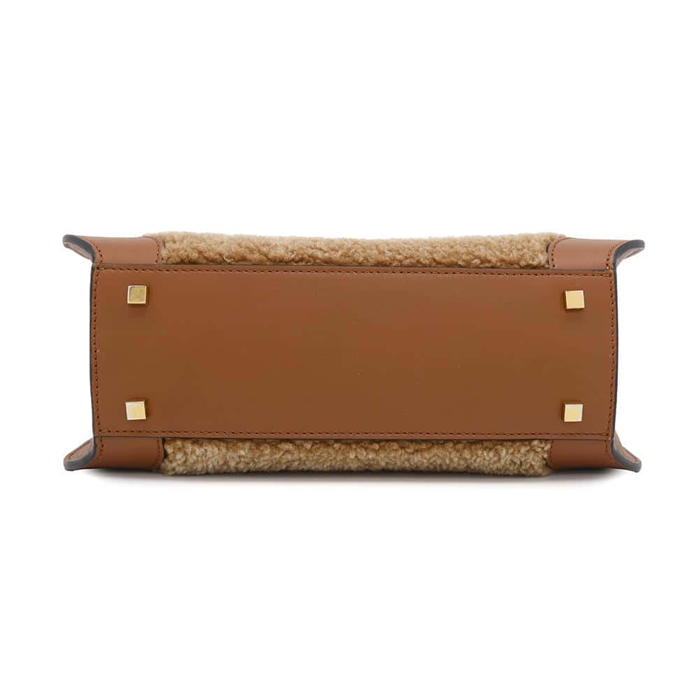 Valentino Garavani V-sling 2WAY Shoulder Brown Mouton Leather