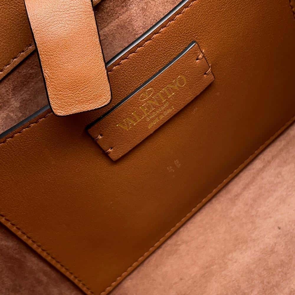 Valentino Garavani V-sling 2WAY Shoulder Brown Mouton Leather