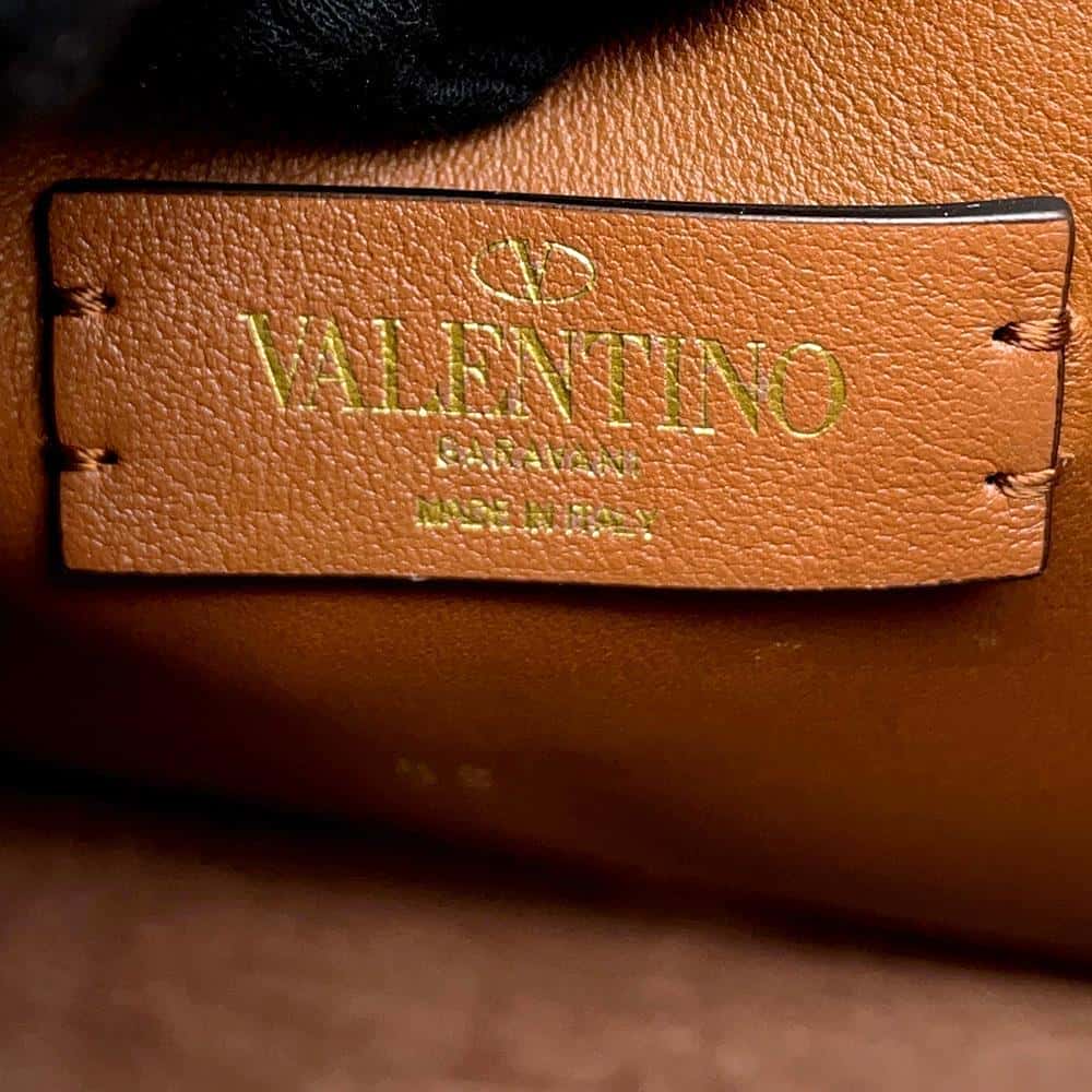 Valentino Garavani V-sling 2WAY Shoulder Brown Mouton Leather