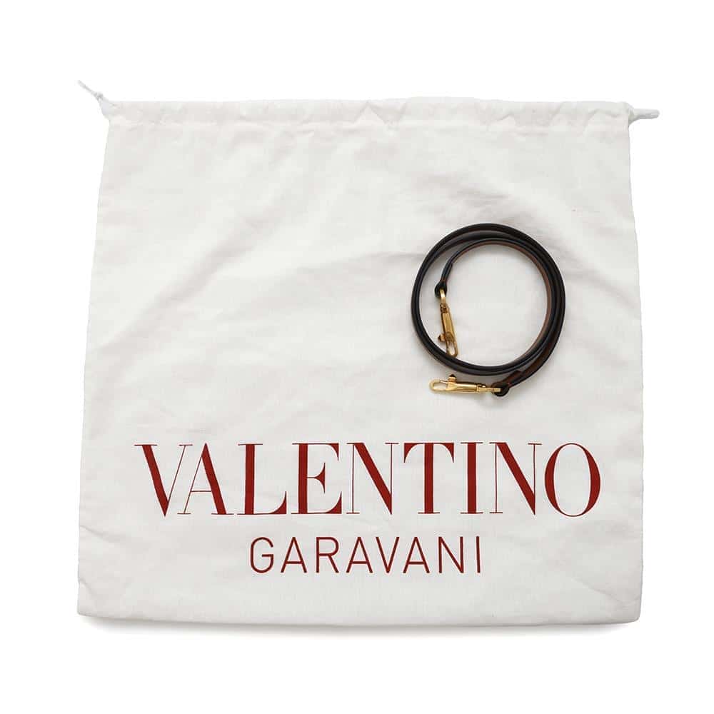 Valentino Garavani V-sling 2WAY Shoulder Brown Mouton Leather