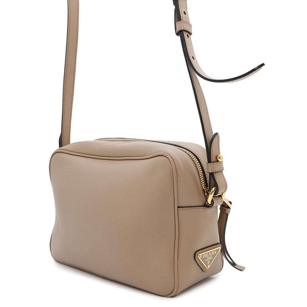 PRADA Logo Shoulder Bag Beige1BH089 Leather