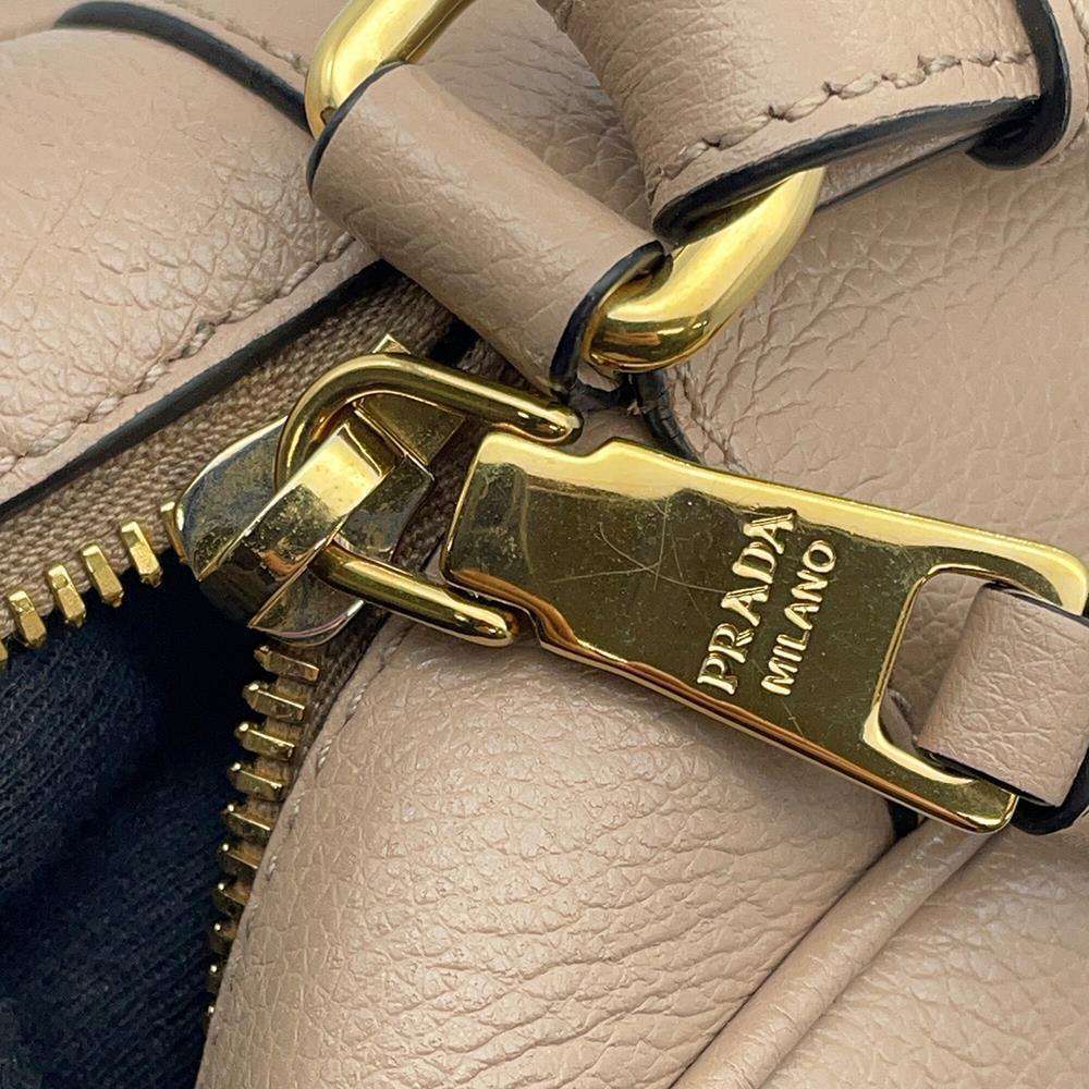 PRADA Logo Shoulder Bag Beige1BH089 Leather