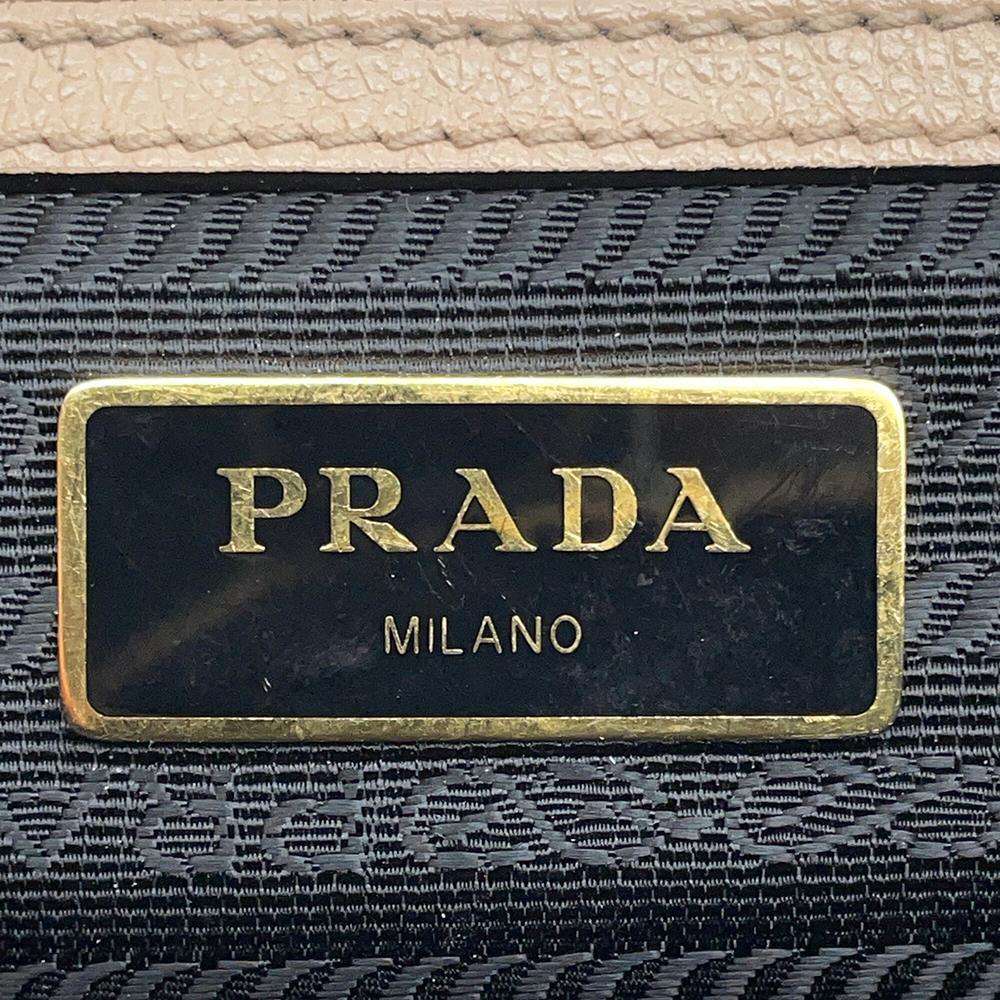 PRADA Logo Shoulder Bag Beige1BH089 Leather