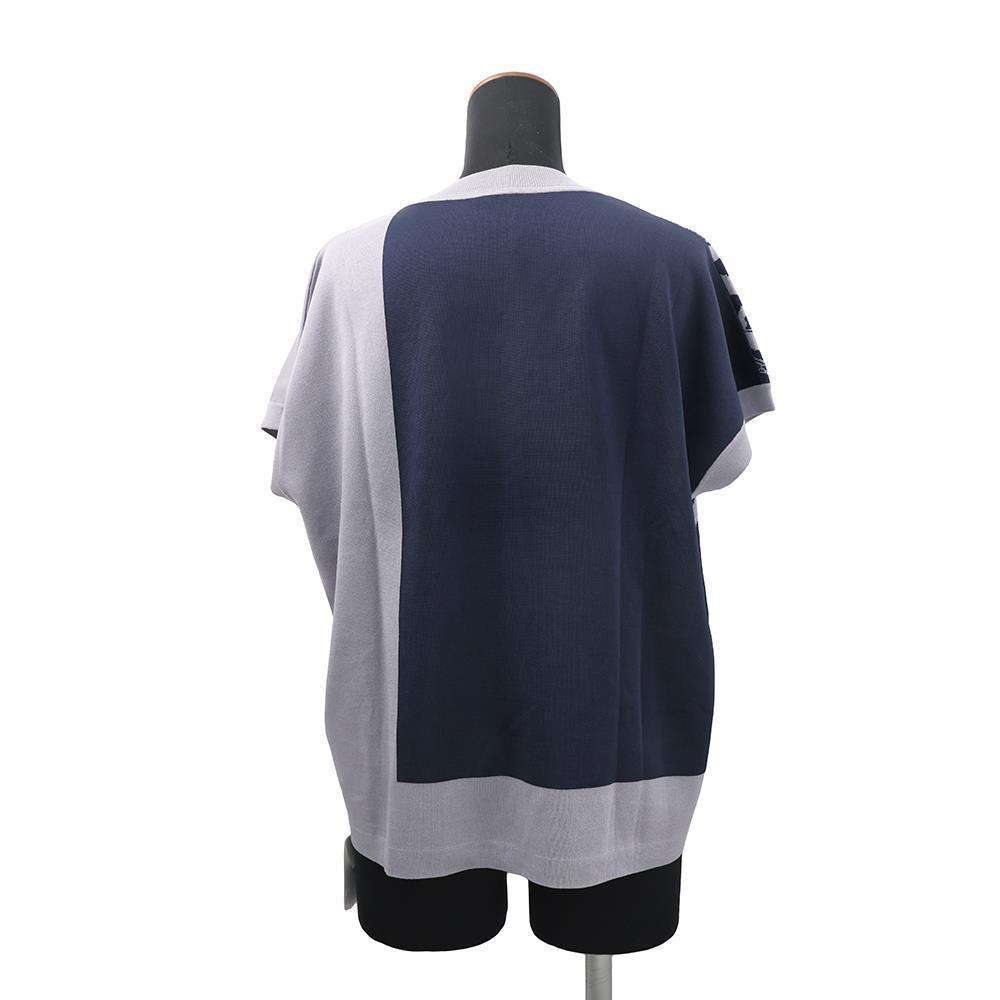 HERMES Short sleeve knit JacquardKnit 《Bride de Gala》 Size Chronomat 44 Blue・NoirH5E2685DA5H34 Rayon49% Silk27% Cotton20% Nylon4%
