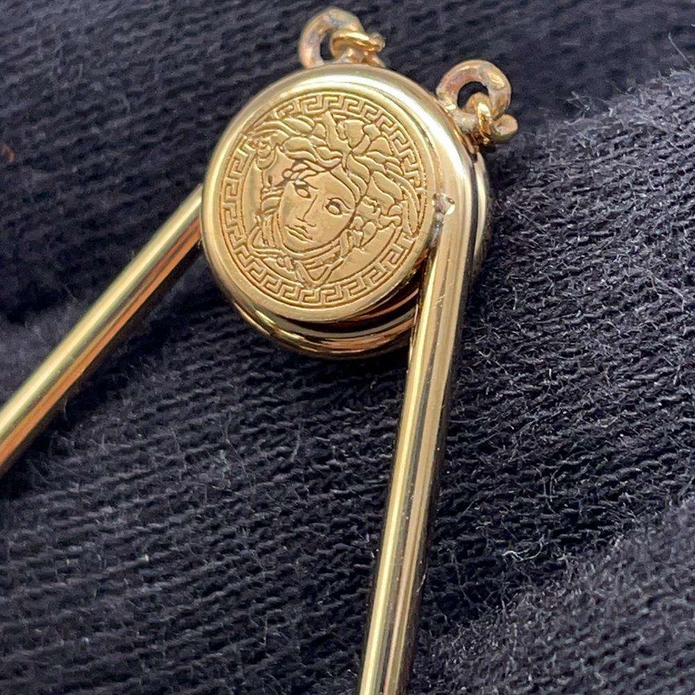 FENDI Fendace Safety Pin Motif Rhinestone Necklace Gold8AH599 A44G Gold Plated Rhinestone