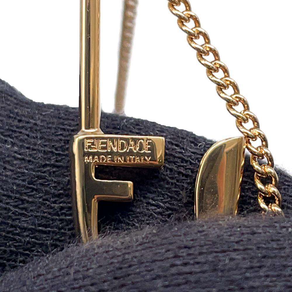 FENDI Fendace Safety Pin Motif Rhinestone Necklace Gold8AH599 A44G Gold Plated Rhinestone