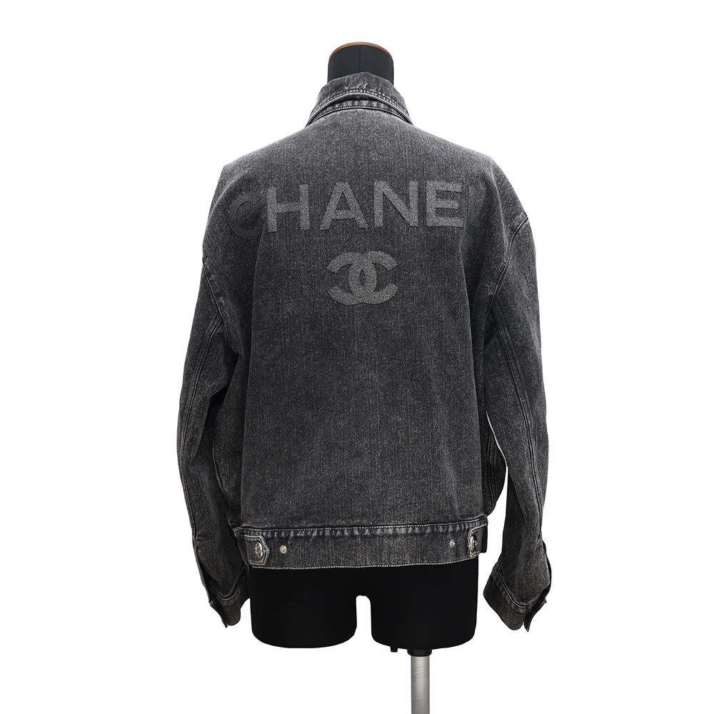 CHANEL COCO Button Denim Jacket Size 36 BlackP74033 Cotton 70% Viscose 18% Polyester 12%