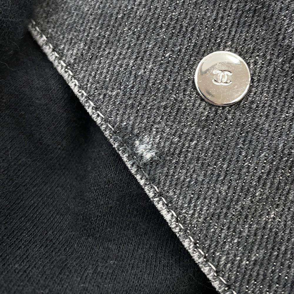 CHANEL COCO Button Denim Jacket Size 36 BlackP74033 Cotton 70% Viscose 18% Polyester 12%