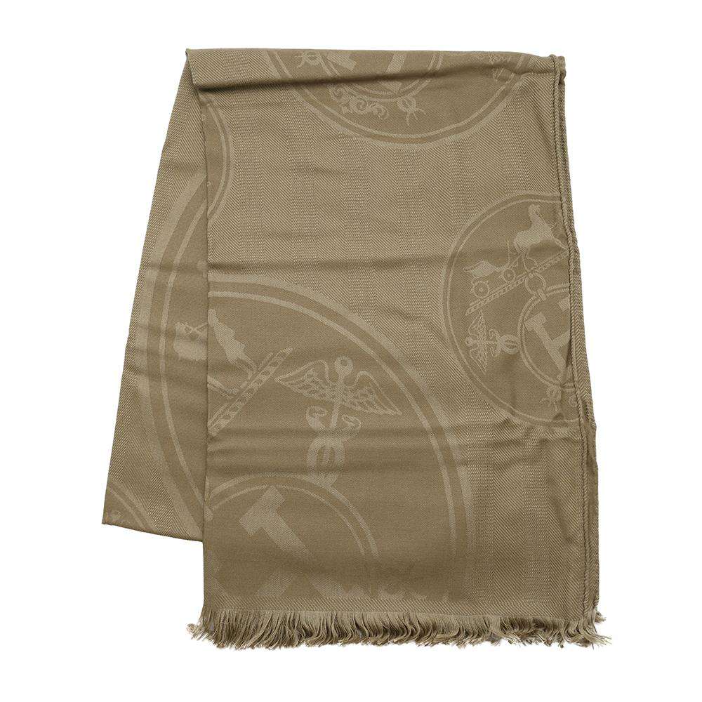 HERMES Stole "New Libris" Vert ArmyH262494S Cashmere85% Silk15%