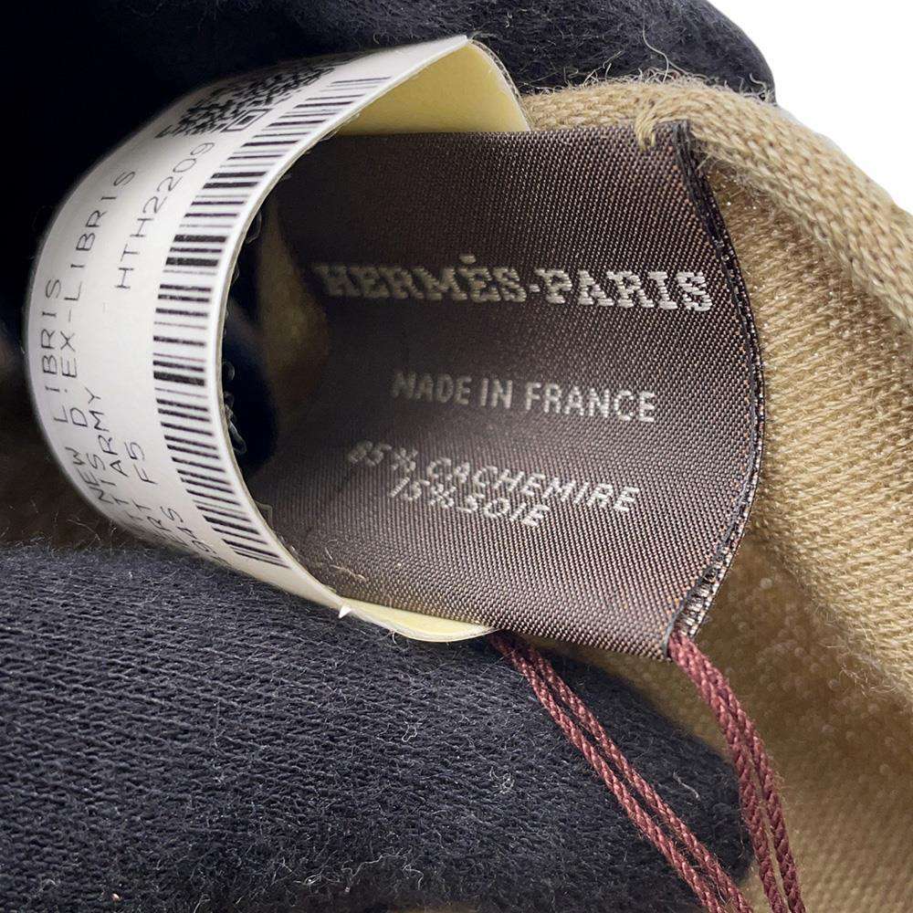 HERMES Stole "New Libris" Vert ArmyH262494S Cashmere85% Silk15%