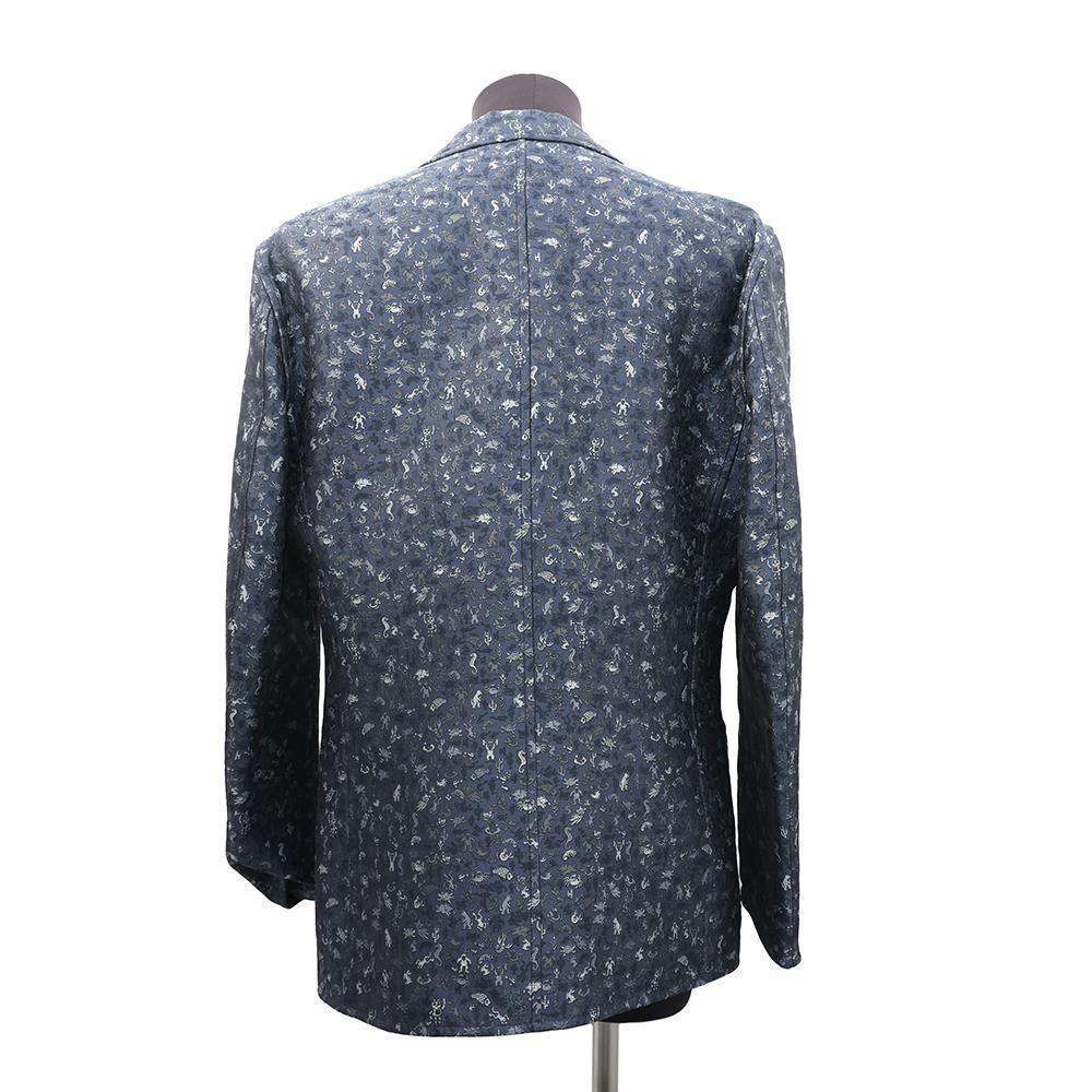HERMES Biological print reversible jacket Size 54 Navy Polyester100%