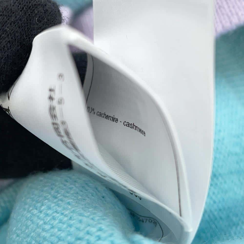 CHANEL cardigan Size 34 Light Blue/PurpleP76463 Cashmere100% Rhinestone