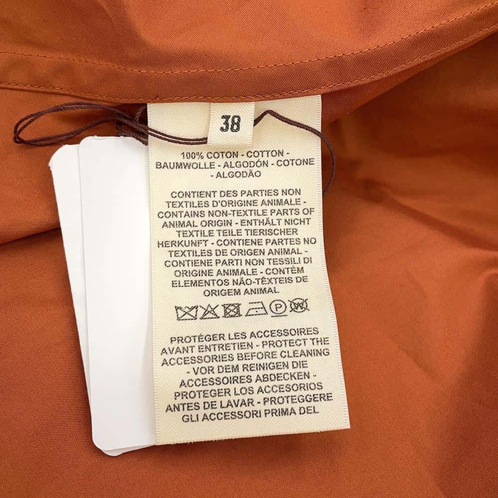 HERMES Frill Zip Elastic Dress Size 38 Orange Canyon Cotton100%