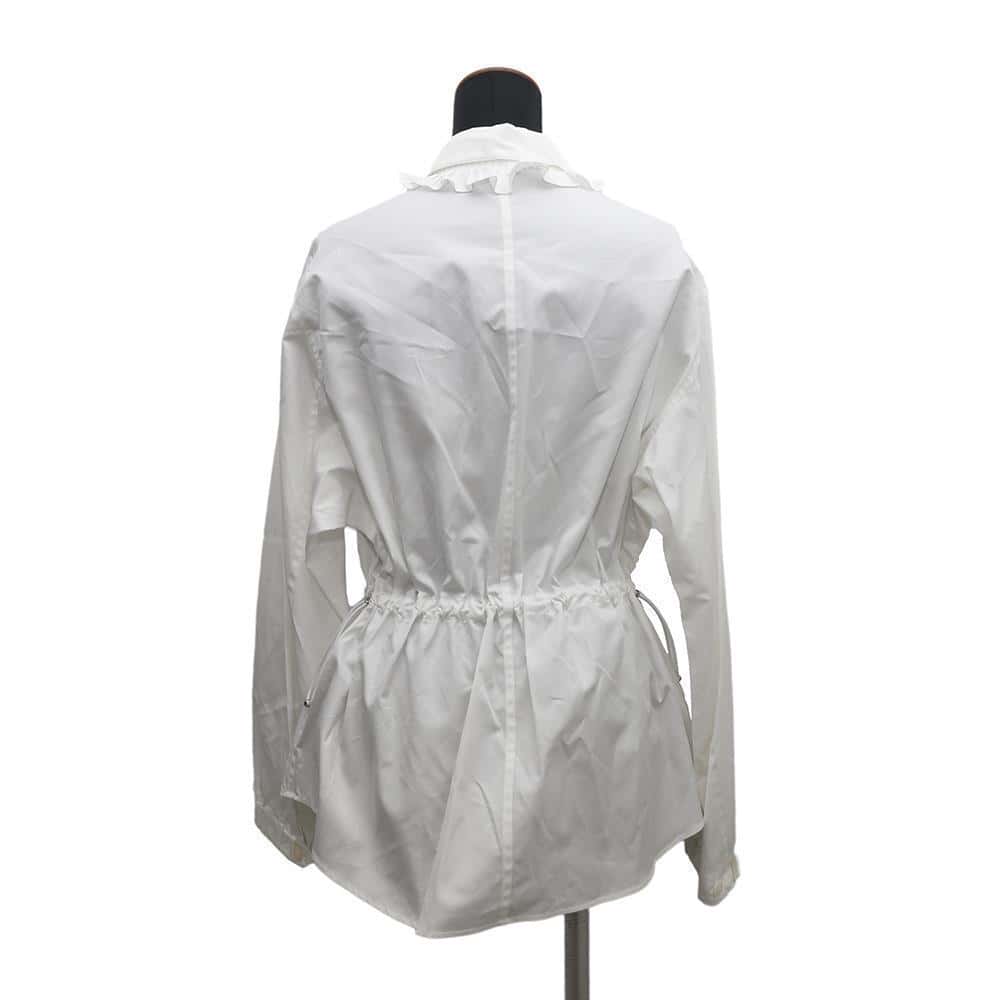 HERMES ruffle zip overshirt Size 36 WhiteH4H0638DV9036 Cotton100%