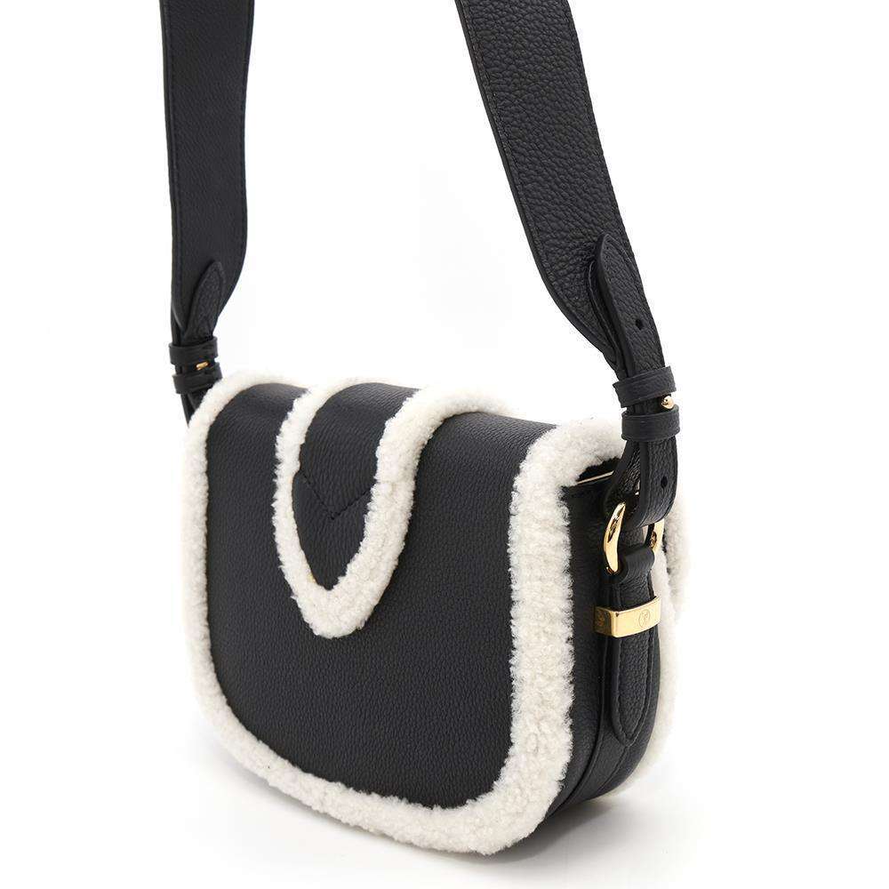 LOUIS VUITTON LV Pont Neuf Soft NoirM58971 Calf Leather Shearling Size PM