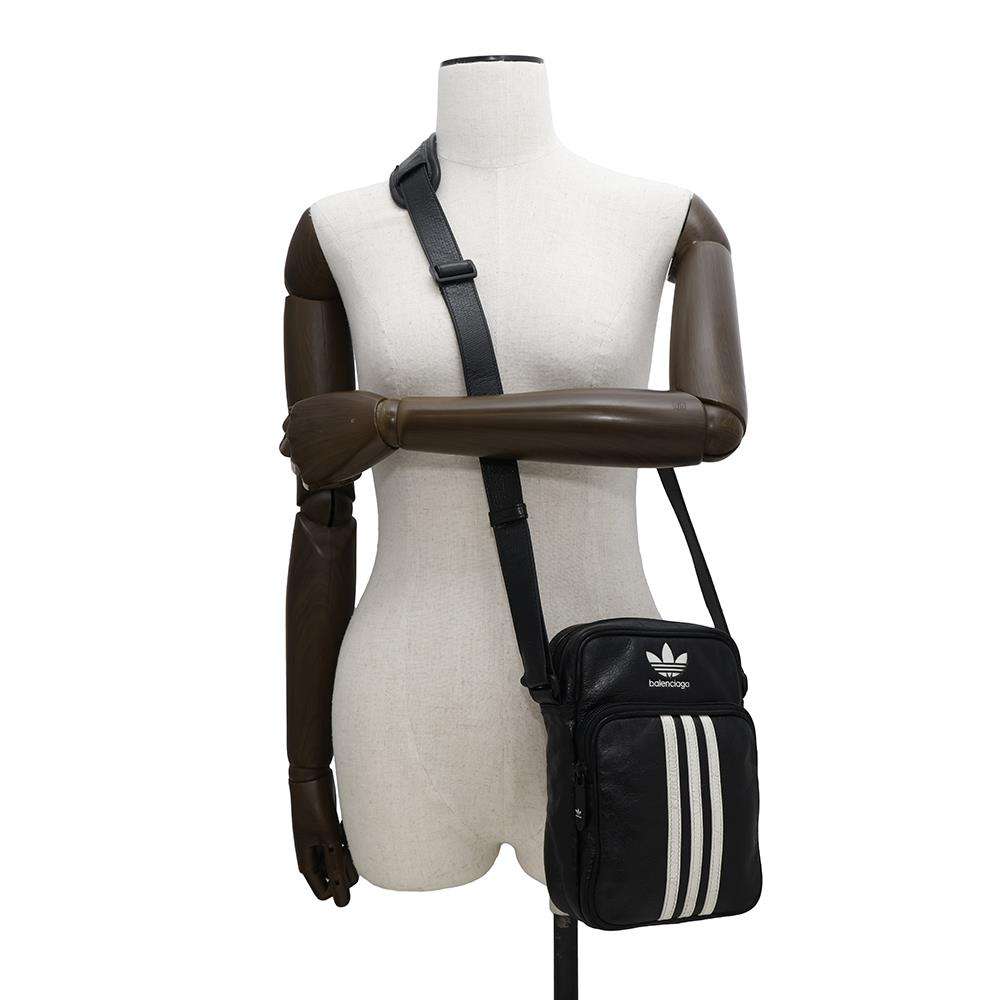 BALENCIAGA Adidas Collaboration Small Crossbody Black721850 Leather