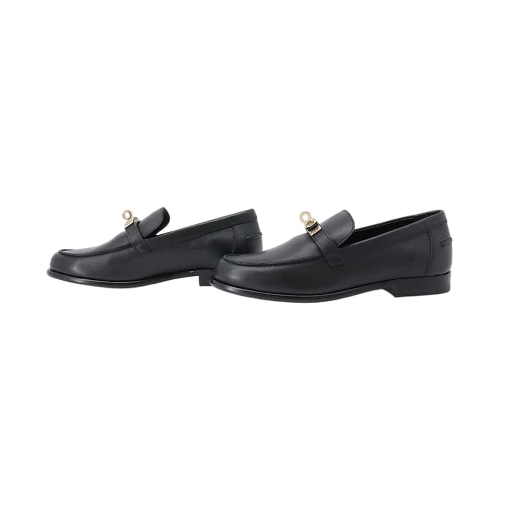 HERMES Mocassins Loafers Destin Black Leather Size 36H