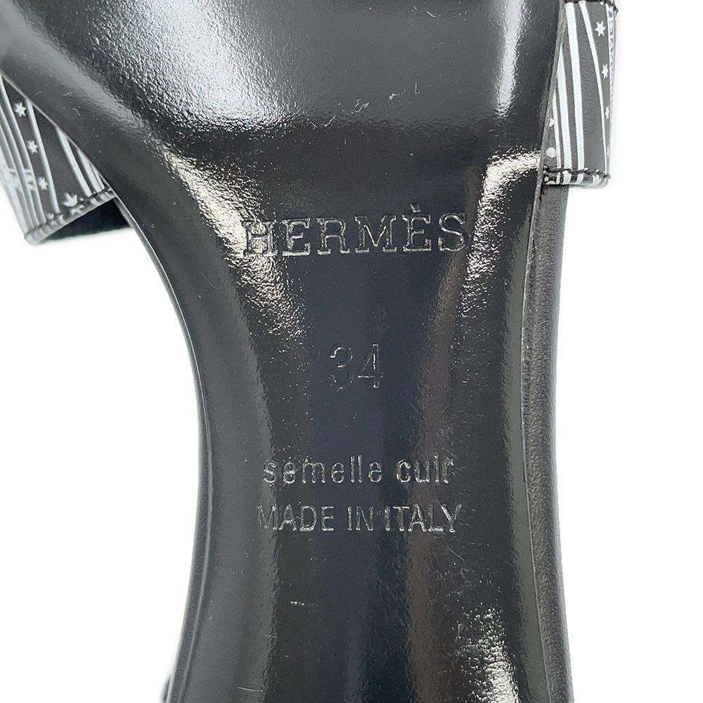 HERMES Sandals "Oasis" Black/WhiteH232166Z Leather Size 34
