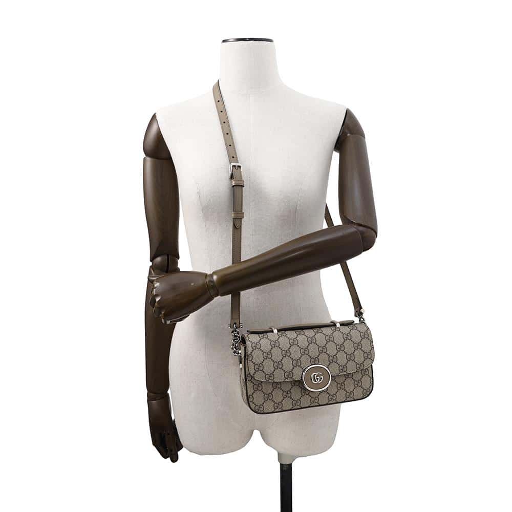 GUCCI PETITE GG GG Supreme Mini ChainShoulder Bag Beige/Brown739722 PVC Leather Size Mini