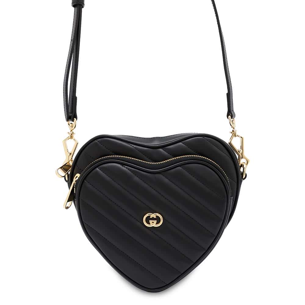 GUCCI Interlocking G Heart Shoulder Bag Black751628 Leather