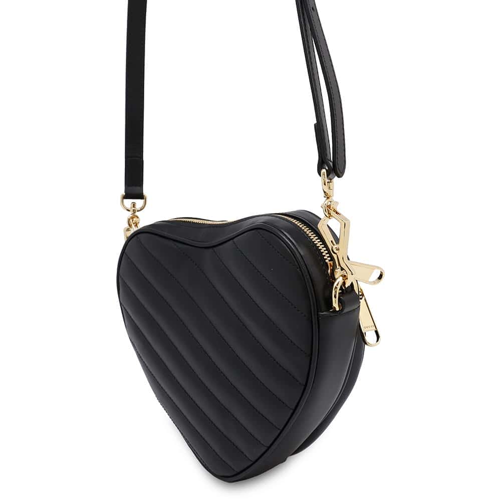 GUCCI Interlocking G Heart Shoulder Bag Black751628 Leather