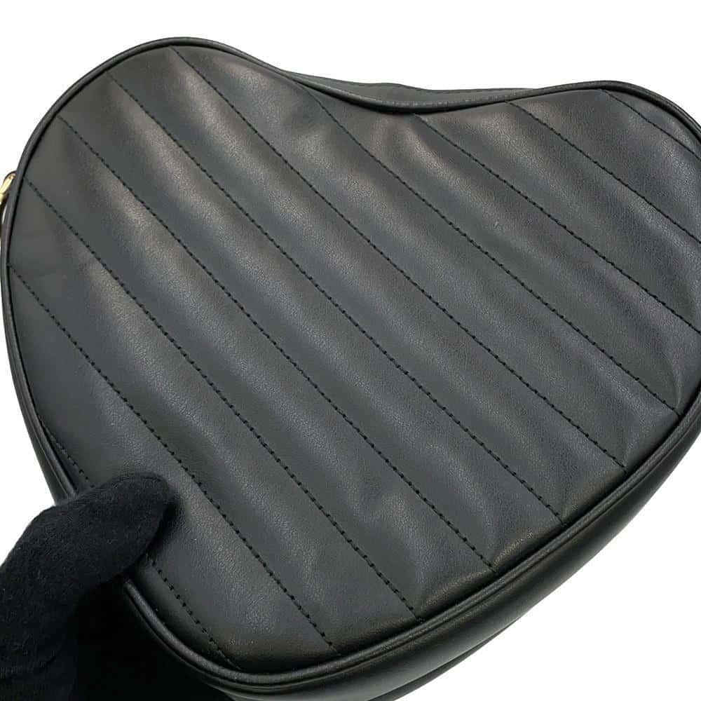 GUCCI Interlocking G Heart Shoulder Bag Black751628 Leather