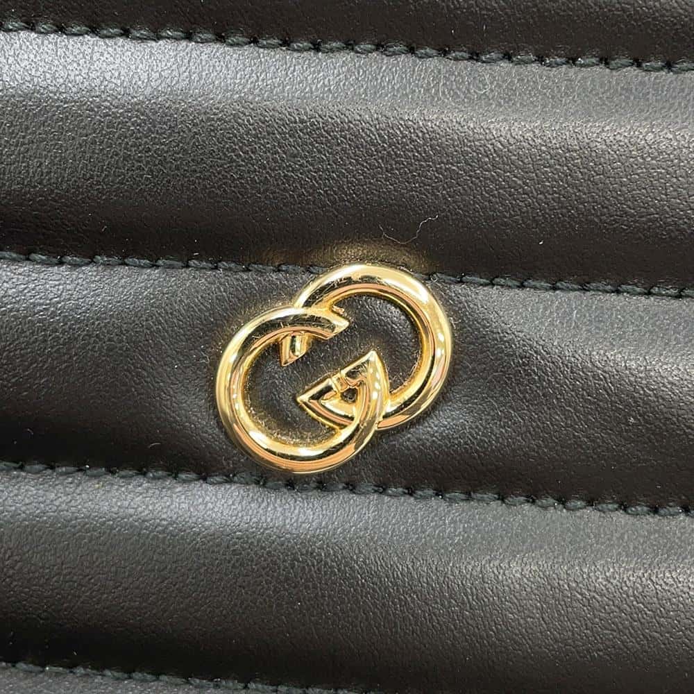 GUCCI Interlocking G Heart Shoulder Bag Black751628 Leather