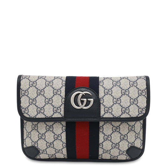 GUCCI GG Supreme Ophidia belt bag Beige/Navy/Red674081 GG Supreme Leather