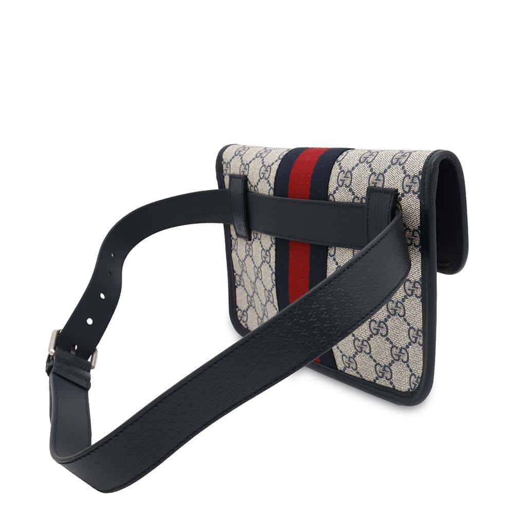 GUCCI GG Supreme Ophidia belt bag Beige/Navy/Red674081 GG Supreme Leather