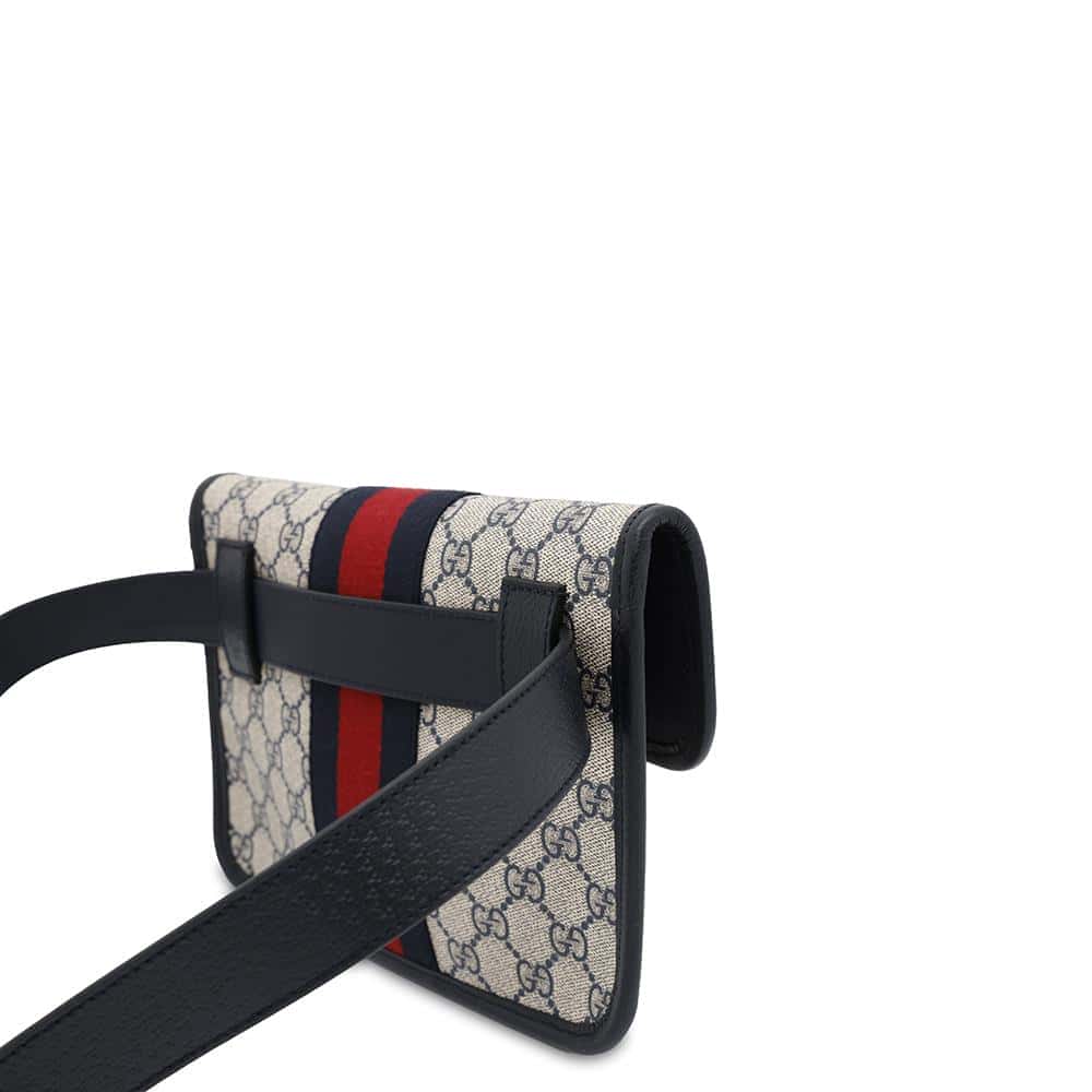 GUCCI GG Supreme Ophidia belt bag Beige/Navy/Red674081 GG Supreme Leather