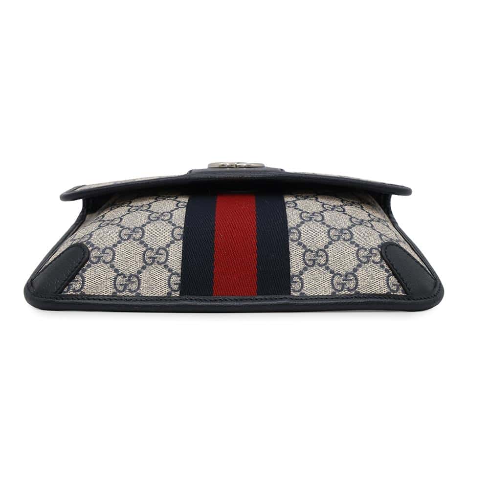 GUCCI GG Supreme Ophidia belt bag Beige/Navy/Red674081 GG Supreme Leather