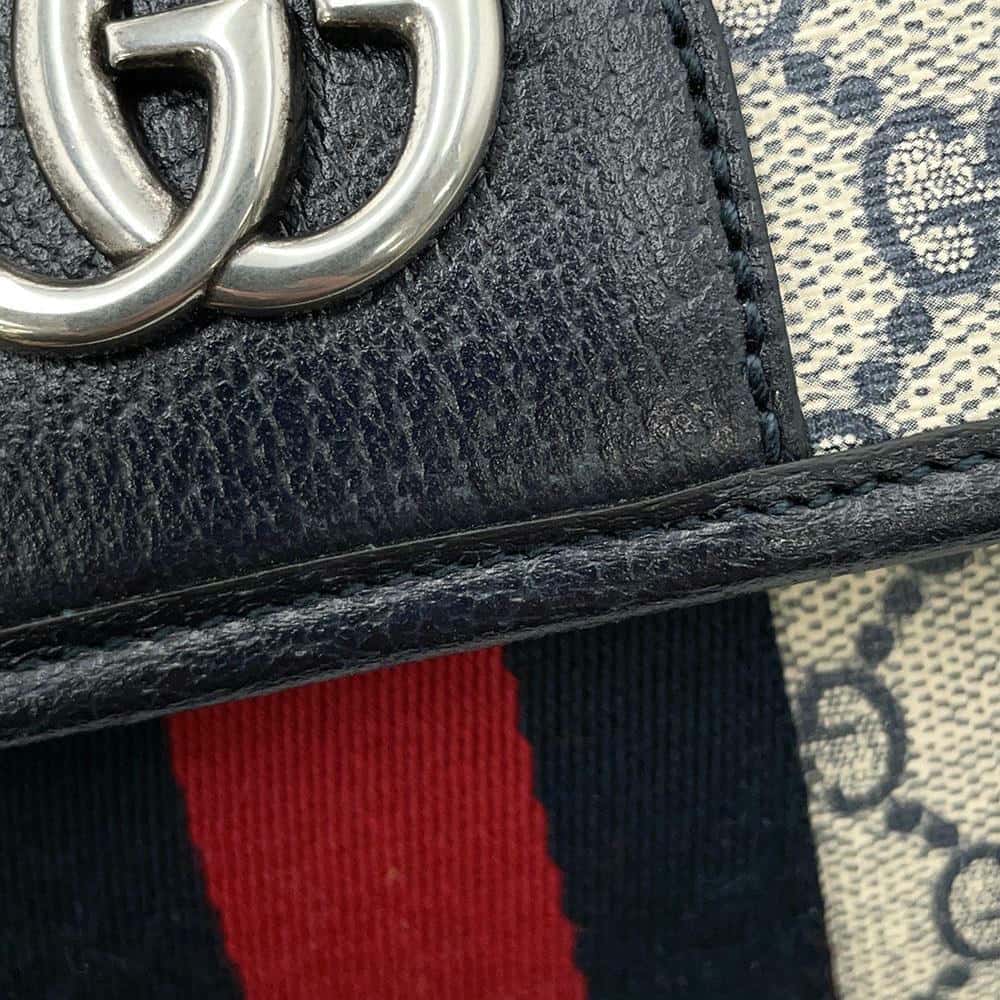 GUCCI GG Supreme Ophidia belt bag Beige/Navy/Red674081 GG Supreme Leather