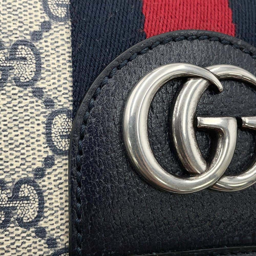 GUCCI GG Supreme Ophidia belt bag Beige/Navy/Red674081 GG Supreme Leather