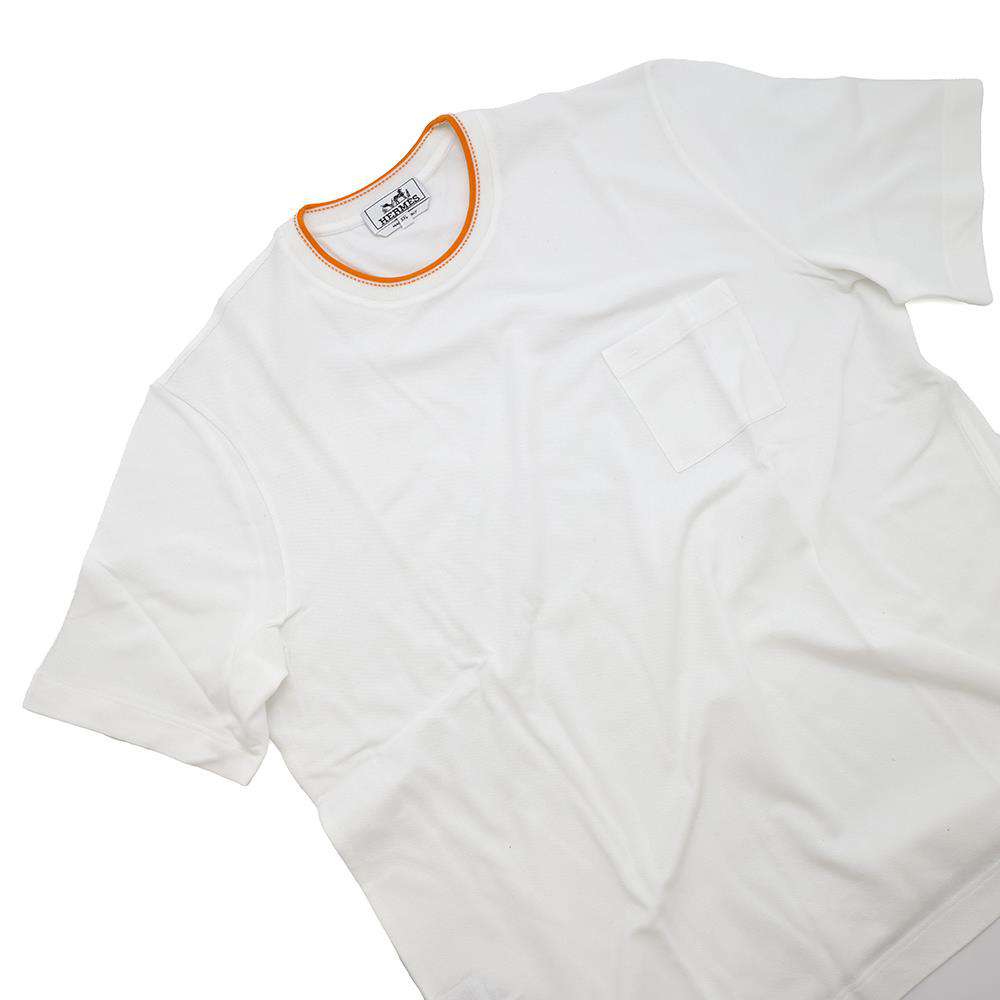 HERMES Saddle Stitch T-Shirt Size XXL WhiteH937565HA90XXL Cotton100%