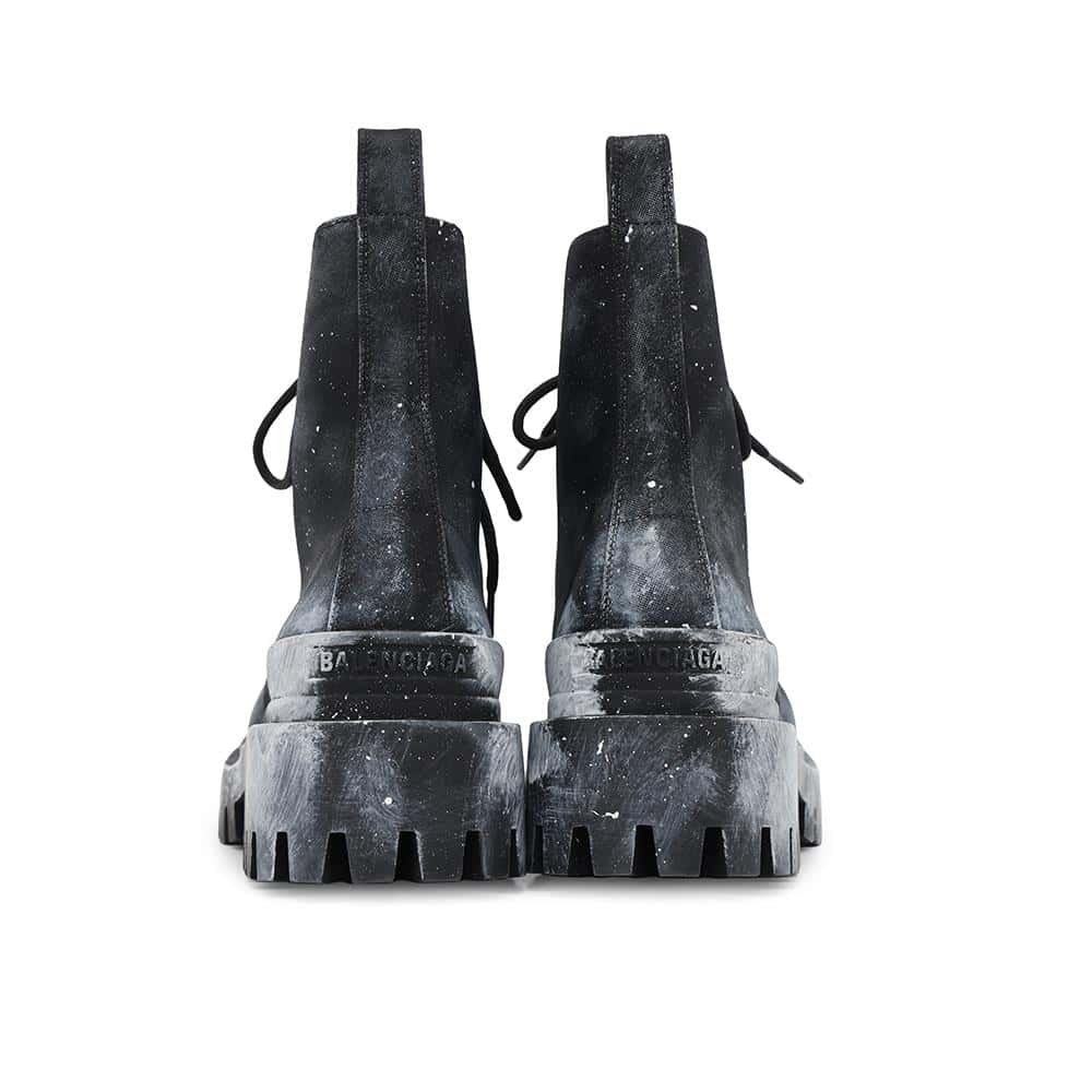 BALENCIAGA Painted Effect Strike Boots Black/White670632 Nylon Size 36