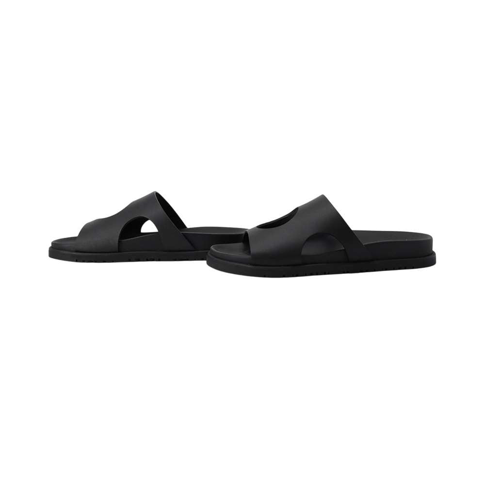 HERMES Edit Sandals Black Leather Rubber Size 37